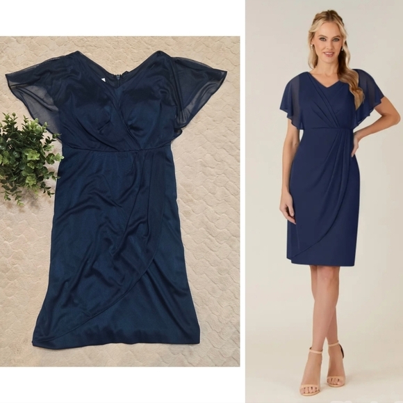 Azazie Dresses & Skirts - Azazie Navy Blue Waverly Stretch Cocktail Elegant Formal Dress, Size A 4